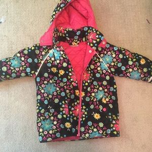 Black and Pink Floral Hanna Anderson Toddler Coat